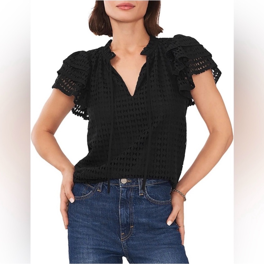 1. State Black Top with Lace Detail